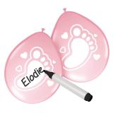 Personalisierbare Luftballons "Niedliche Füße" 6er Pack-rosa