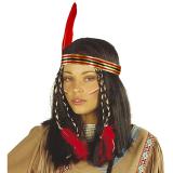 Perücke "Indianerin" mit Kopfband und Federn