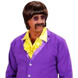 Perücke und Schnäuzer mit Brille "60er"-braun