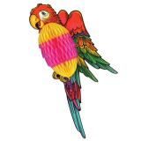 Raumdeko Farbenfroher Wabenpapier-Papagei 43 cm