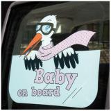 Sebstkl. Fensterdeko "Baby on Board" 35 cm-rosa