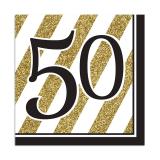 Servietten "Black & Gold 50" 16er Pack