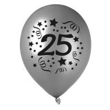 Silberne Luftballons "25" 5er Pack