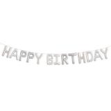 Silberner Folienballon-Schriftzug Happy Birthday 