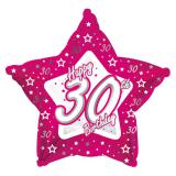 Sternförmiger Folien-Ballon Happy Birthday "Pretty Pink 30" 45 cm