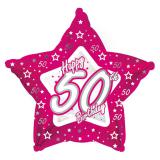 Sternförmiger Folien-Ballon Happy Birthday "Pretty Pink 50" 45 cm