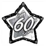 Sternförmiger Folien-Ballon "Happy Birthday Stars 60" 45 cm