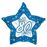 Sternförmiger Folien-Ballon Happy Birthday "Pretty Blue 80" 45 cm