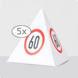 Tischdeko Verkehrsschild-Pyramide 60. Geburtstag 13,5 cm 5er Pack
