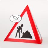Tischdeko Verkehrsschild-Pyramide "Baustelle" 13,5 cm 5er Pack