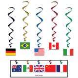 Wirbel-Deckenhänger "Internationale Flaggen" 5er Pack