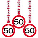 Wirbel-Deckenhänger Verkehrsschild 50. Geburtstag 3er Pack