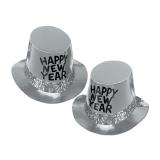 Zylinder "Happy New Year"-silber
