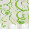 Einfarbige Wirbel-Deckenhänger 55 cm 12er Pack-gruen