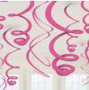 Einfarbige Wirbel-Deckenhänger 55 cm 12er Pack-pink