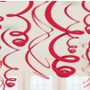 Einfarbige Wirbel-Deckenhänger 55 cm 12er Pack-rot