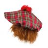 Karierte Schotten-Mütze mit Haaren-Einzelansicht