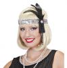 Silbernes Pailletten-Stirnband "Charleston-Lady" mit Federn und Diamant