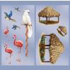 Wanddeko Strohhütten und tropische Vögel 127 cm 10-tlg.
