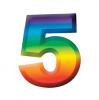Wanddeko-Zahlen in Regenbogenfarben 3D - 5