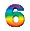 Wanddeko-Zahlen in Regenbogenfarben 3D - 6